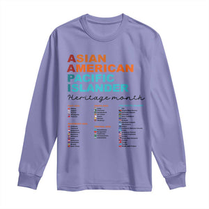 AAPI Heritage Month Long Sleeve Shirt Asian American and Pacific Islander Countries Pride TS02 Violet Print Your Wear