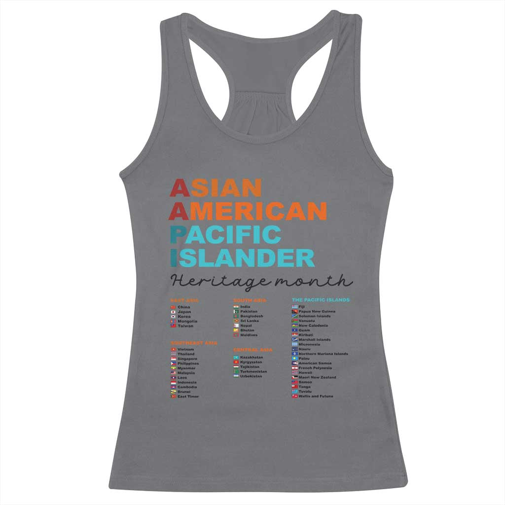 AAPI Heritage Month Racerback Tank Top Asian American and Pacific Islander Countries Pride TS02 Charcoal Print Your Wear