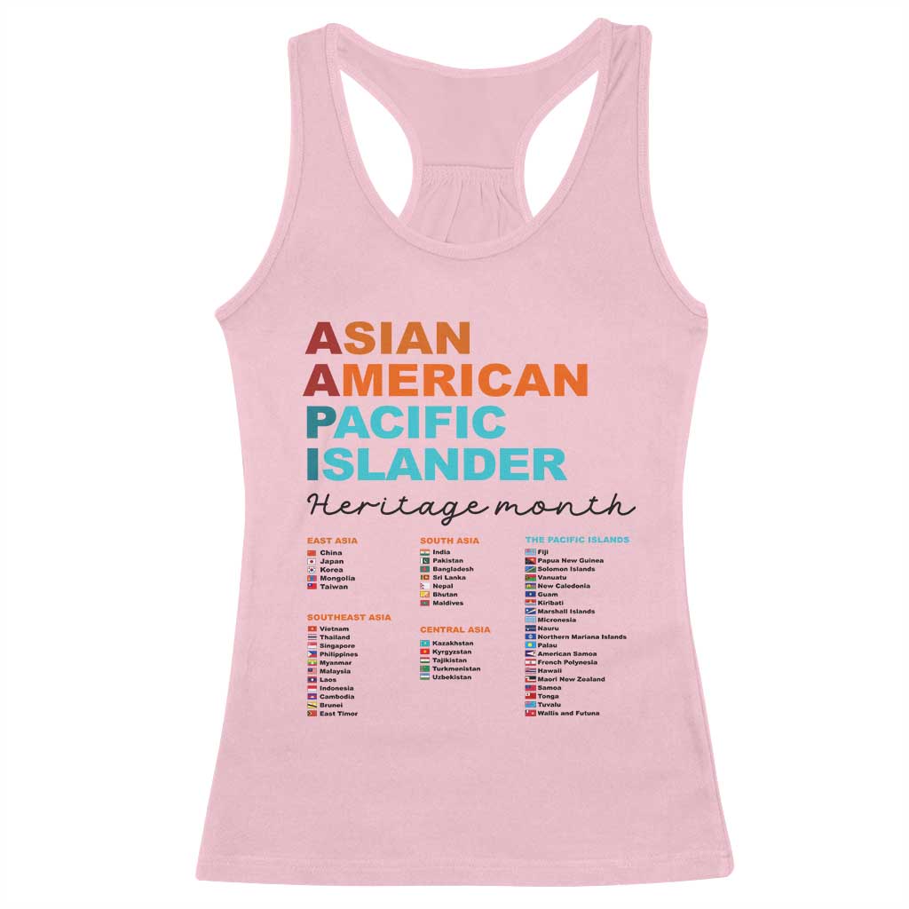 AAPI Heritage Month Racerback Tank Top Asian American and Pacific Islander Countries Pride TS02 Light Pink Print Your Wear