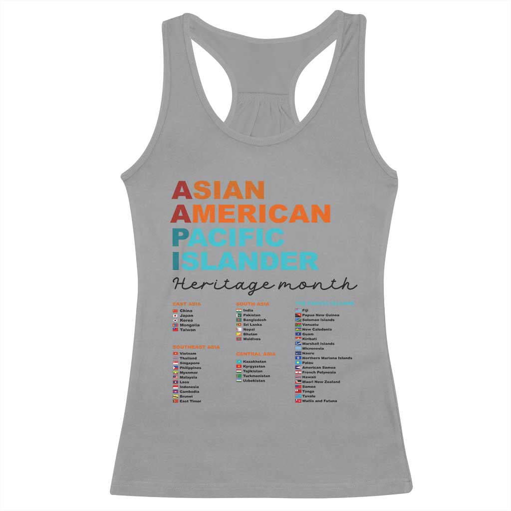AAPI Heritage Month Racerback Tank Top Asian American and Pacific Islander Countries Pride TS02 Sport Gray Print Your Wear