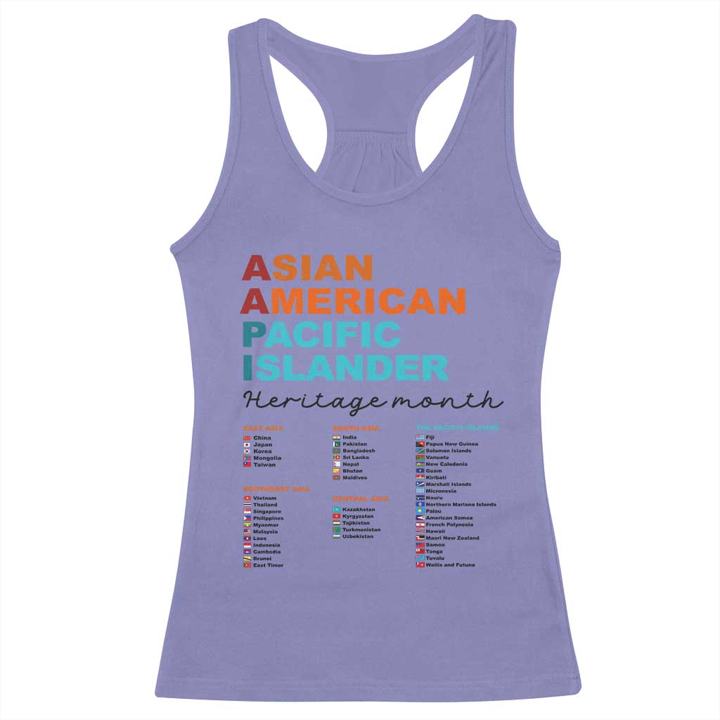 AAPI Heritage Month Racerback Tank Top Asian American and Pacific Islander Countries Pride TS02 Violet Print Your Wear