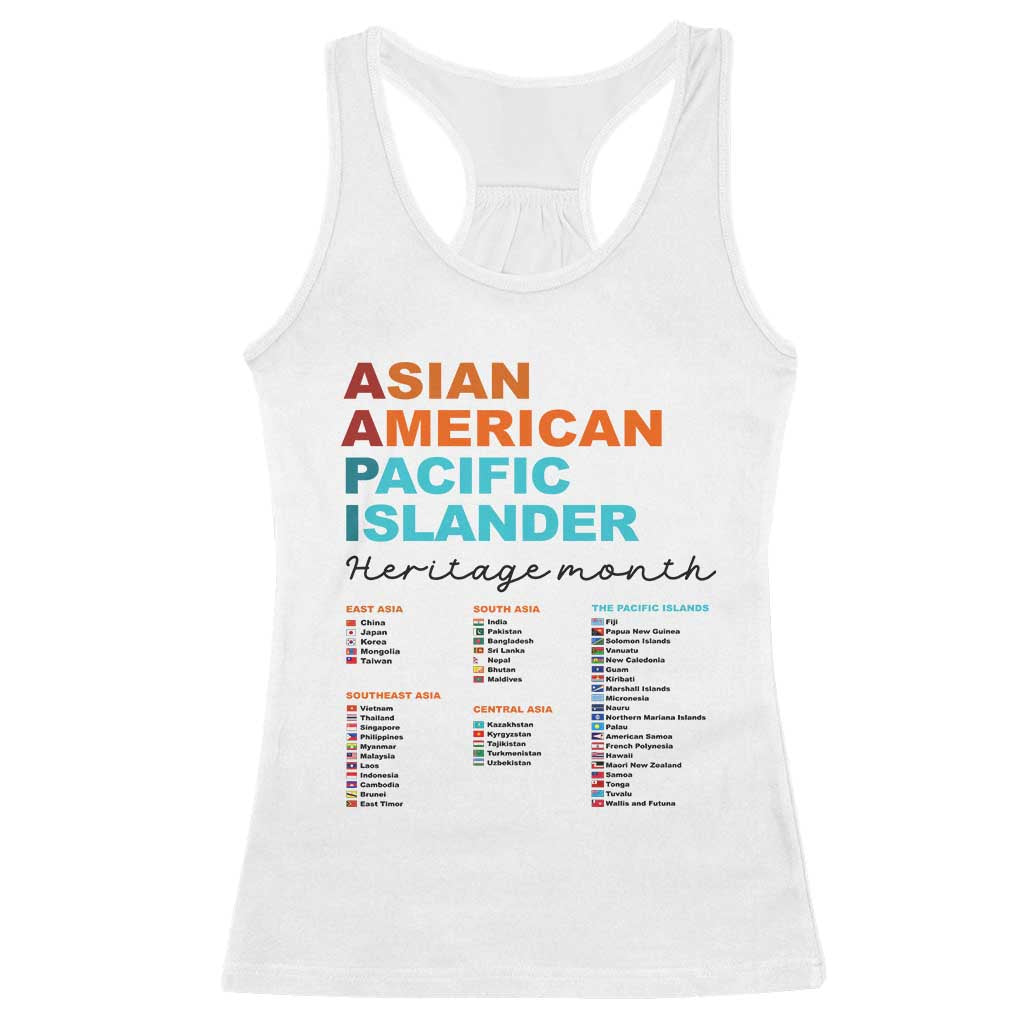 AAPI Heritage Month Racerback Tank Top Asian American and Pacific Islander Countries Pride TS02 White Print Your Wear