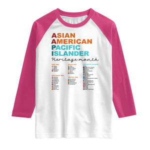 AAPI Heritage Month Raglan Shirt Asian American and Pacific Islander Countries Pride TS02 White Heliconia Print Your Wear