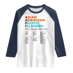 AAPI Heritage Month Raglan Shirt Asian American and Pacific Islander Countries Pride TS02 White Navy Print Your Wear