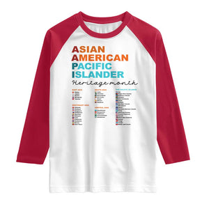 AAPI Heritage Month Raglan Shirt Asian American and Pacific Islander Countries Pride TS02 White Red Print Your Wear
