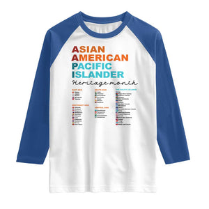 AAPI Heritage Month Raglan Shirt Asian American and Pacific Islander Countries Pride TS02 White Royal Print Your Wear