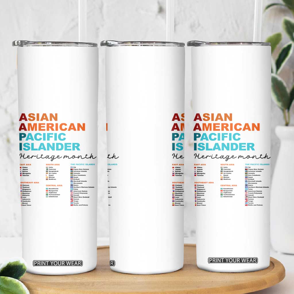 AAPI Heritage Month Skinny Tumbler Asian American and Pacific Islander Countries Pride TS02 Print Your Wear