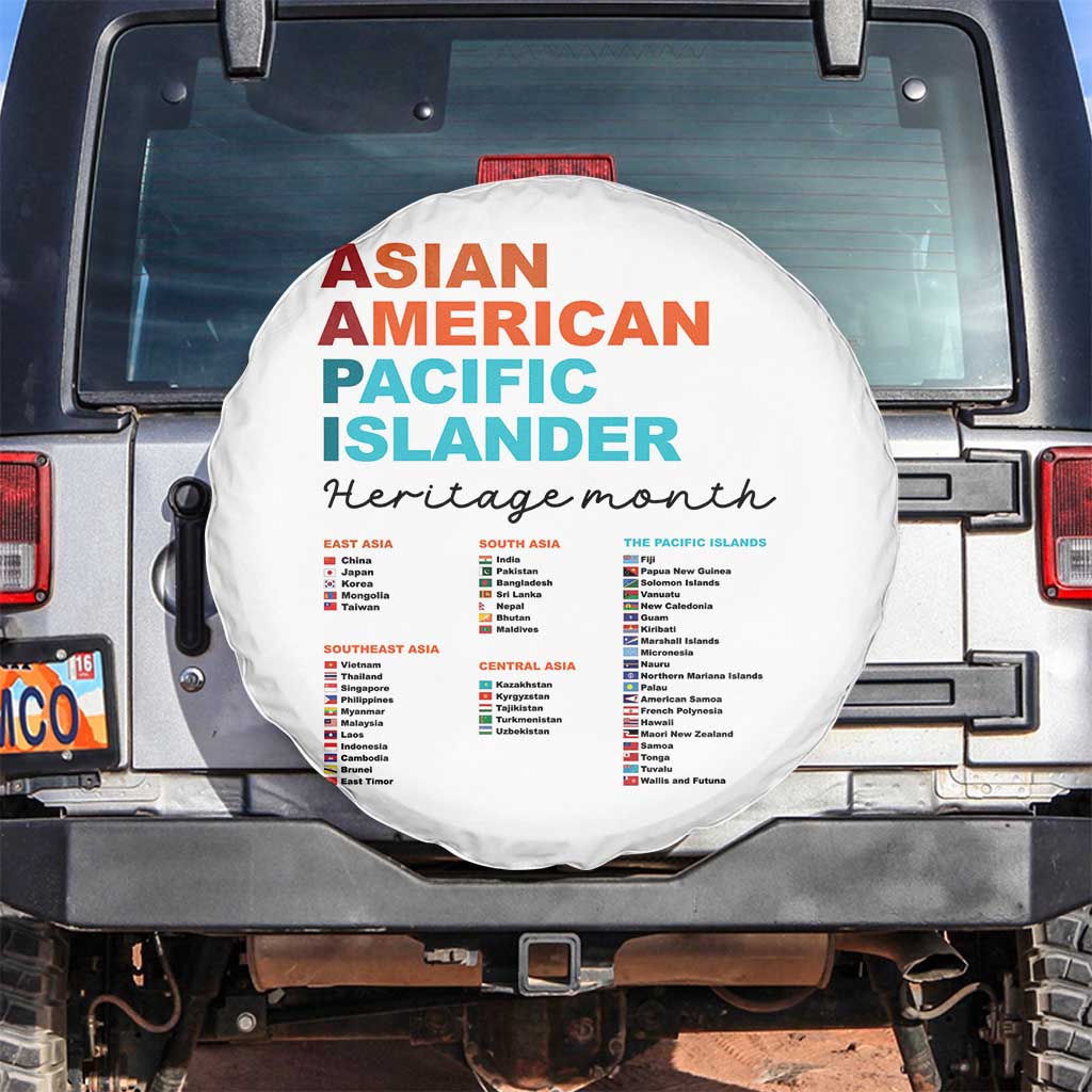 AAPI Heritage Month Spare Tire Cover Asian American and Pacific Islander Countries Pride TS02 No hole White Print Your Wear