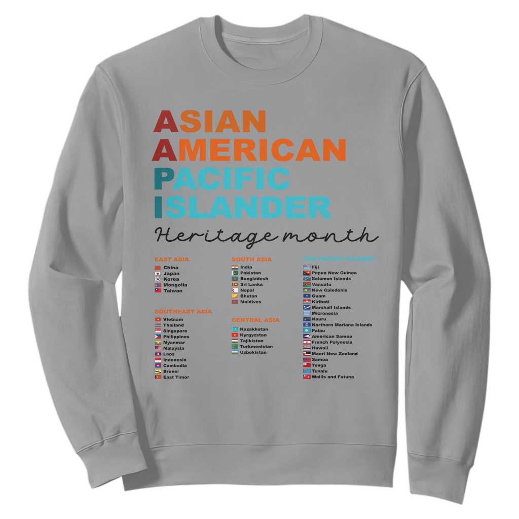 AAPI Heritage Month Sweatshirt Asian American and Pacific Islander Countries Pride TS02 Sport Gray Print Your Wear