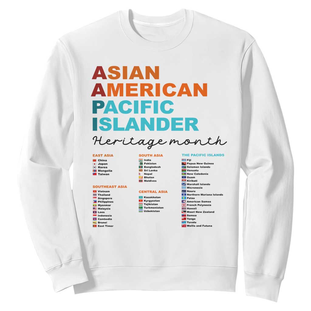 AAPI Heritage Month Sweatshirt Asian American and Pacific Islander Countries Pride TS02 White Print Your Wear