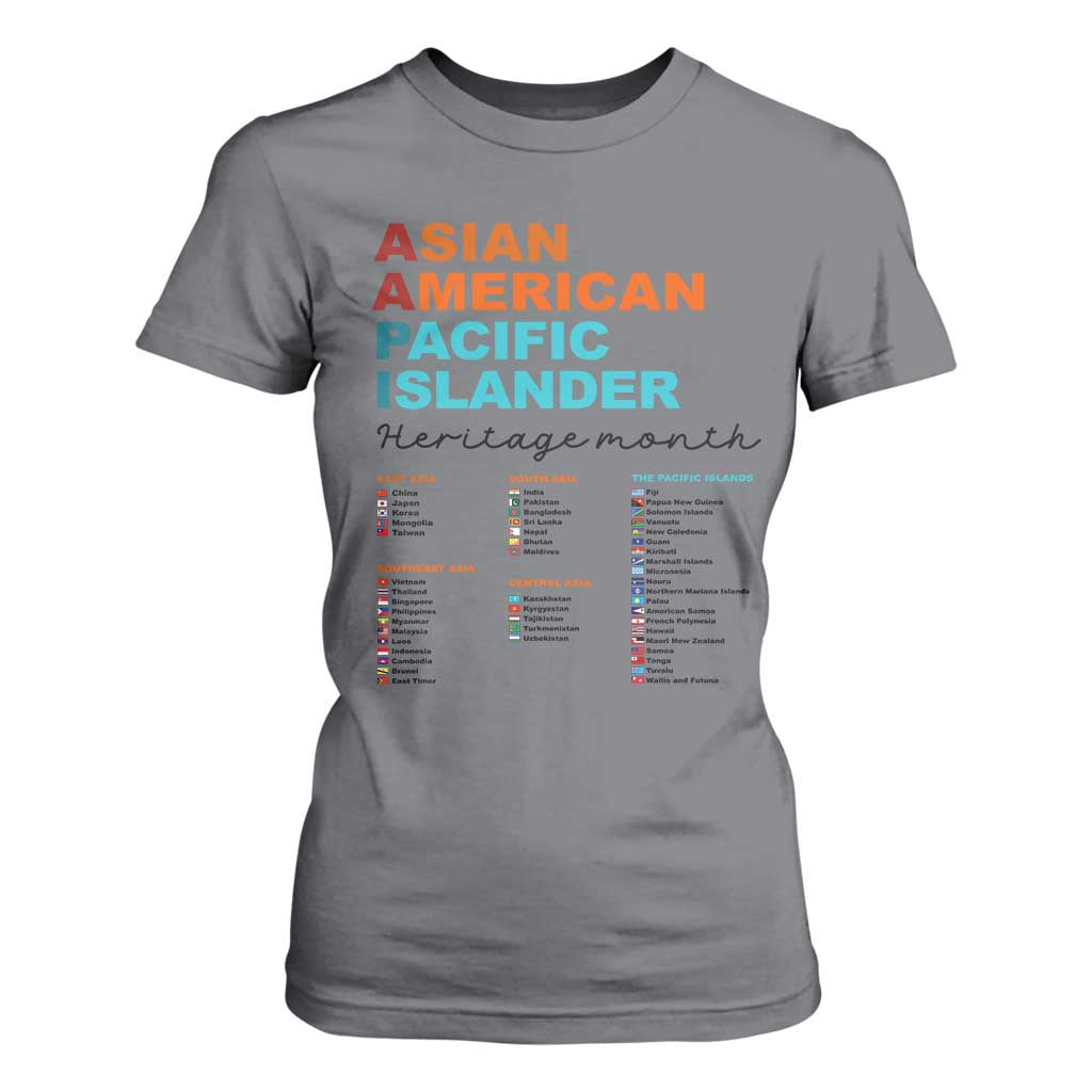 AAPI Heritage Month T Shirt For Women Asian American and Pacific Islander Countries Pride TS02 Charcoal Print Your Wear