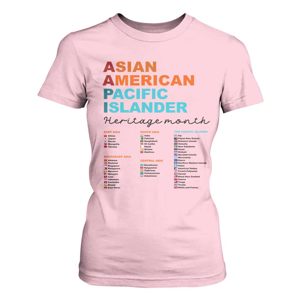 AAPI Heritage Month T Shirt For Women Asian American and Pacific Islander Countries Pride TS02 Light Pink Print Your Wear