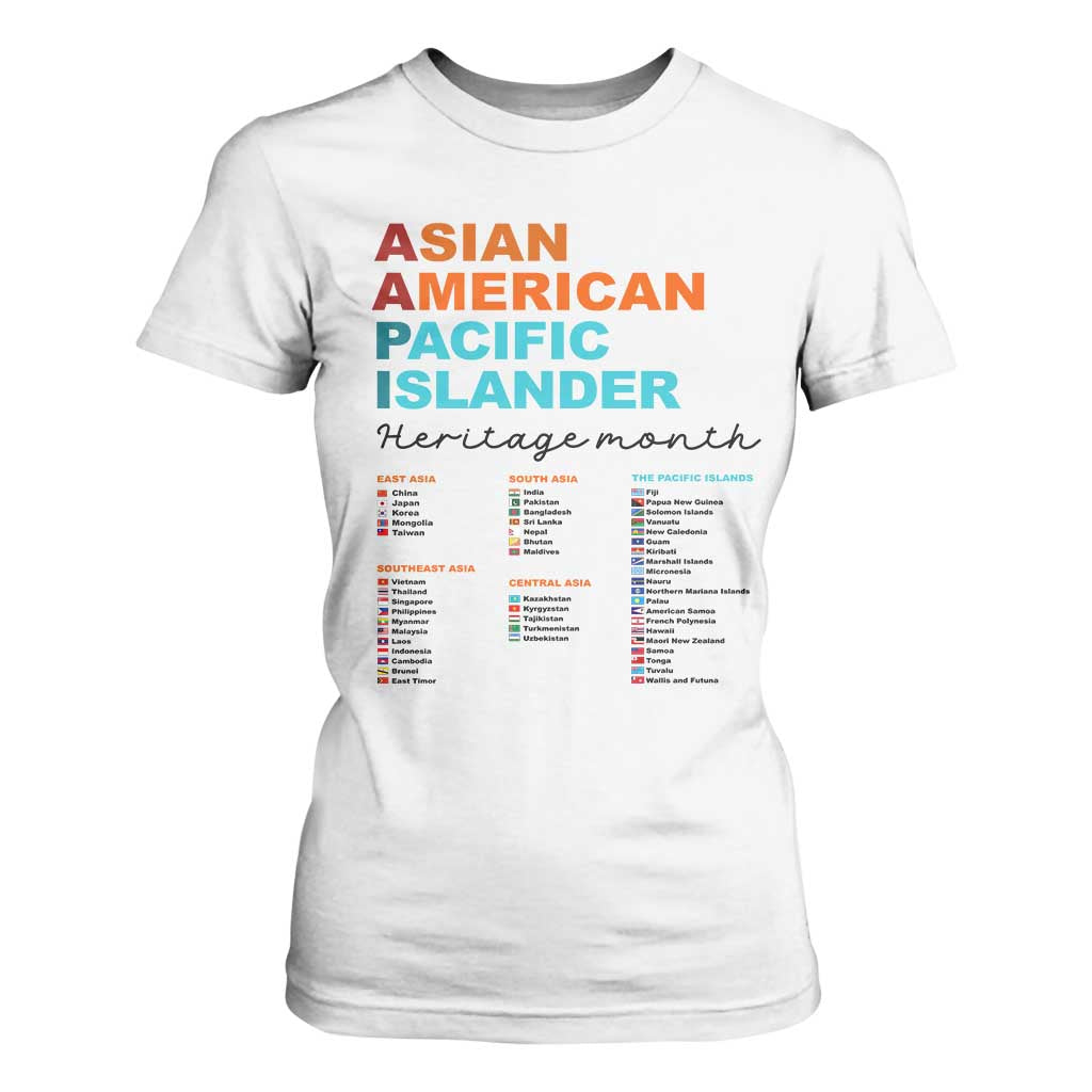 AAPI Heritage Month T Shirt For Women Asian American and Pacific Islander Countries Pride TS02 White Print Your Wear