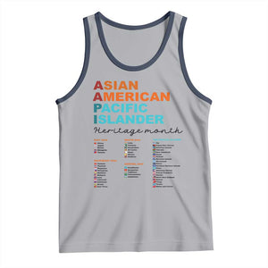 AAPI Heritage Month Tank Top Asian American and Pacific Islander Countries Pride TS02 Athletic Heather Navy Print Your Wear
