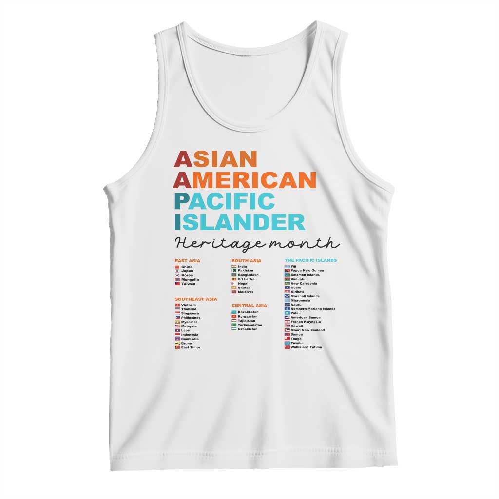 AAPI Heritage Month Tank Top Asian American and Pacific Islander Countries Pride TS02 White Print Your Wear