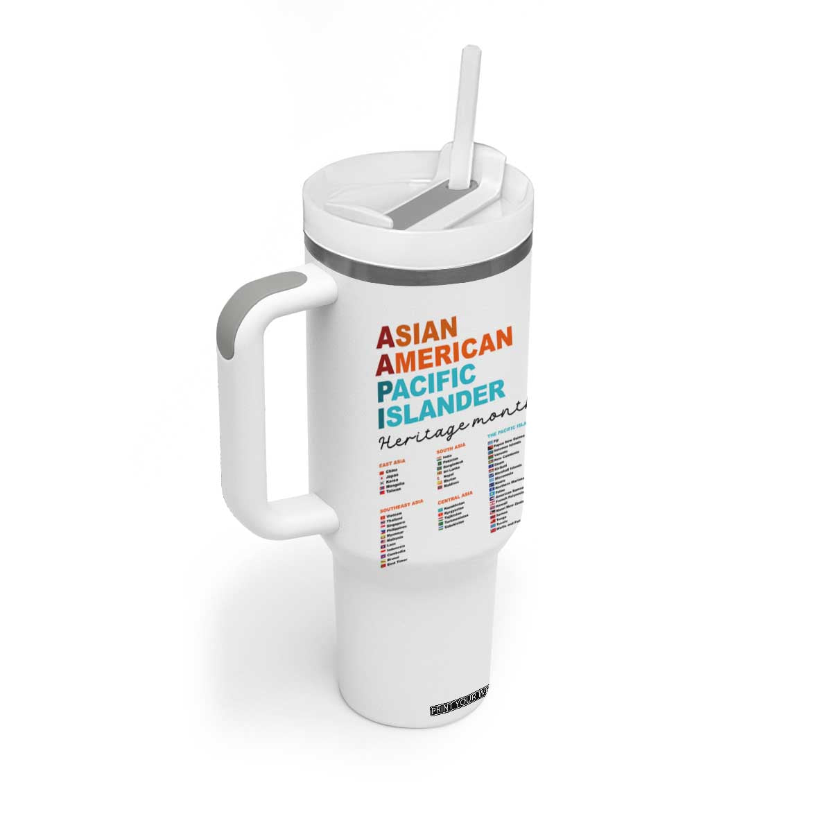 AAPI Heritage Month Tumbler With Handle Asian American and Pacific Islander Countries Pride TS02 Print Your Wear
