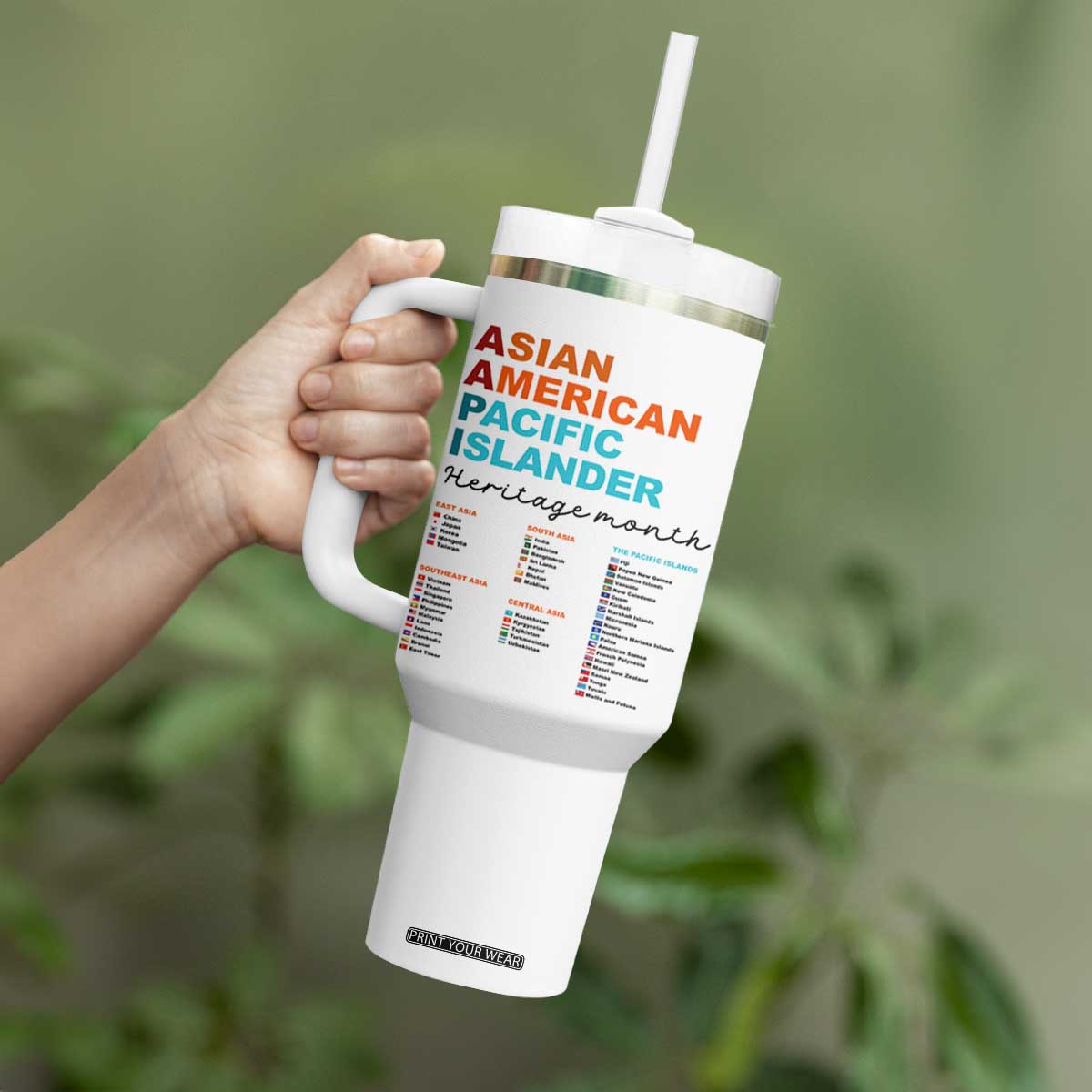 AAPI Heritage Month Tumbler With Handle Asian American and Pacific Islander Countries Pride TS02 Print Your Wear