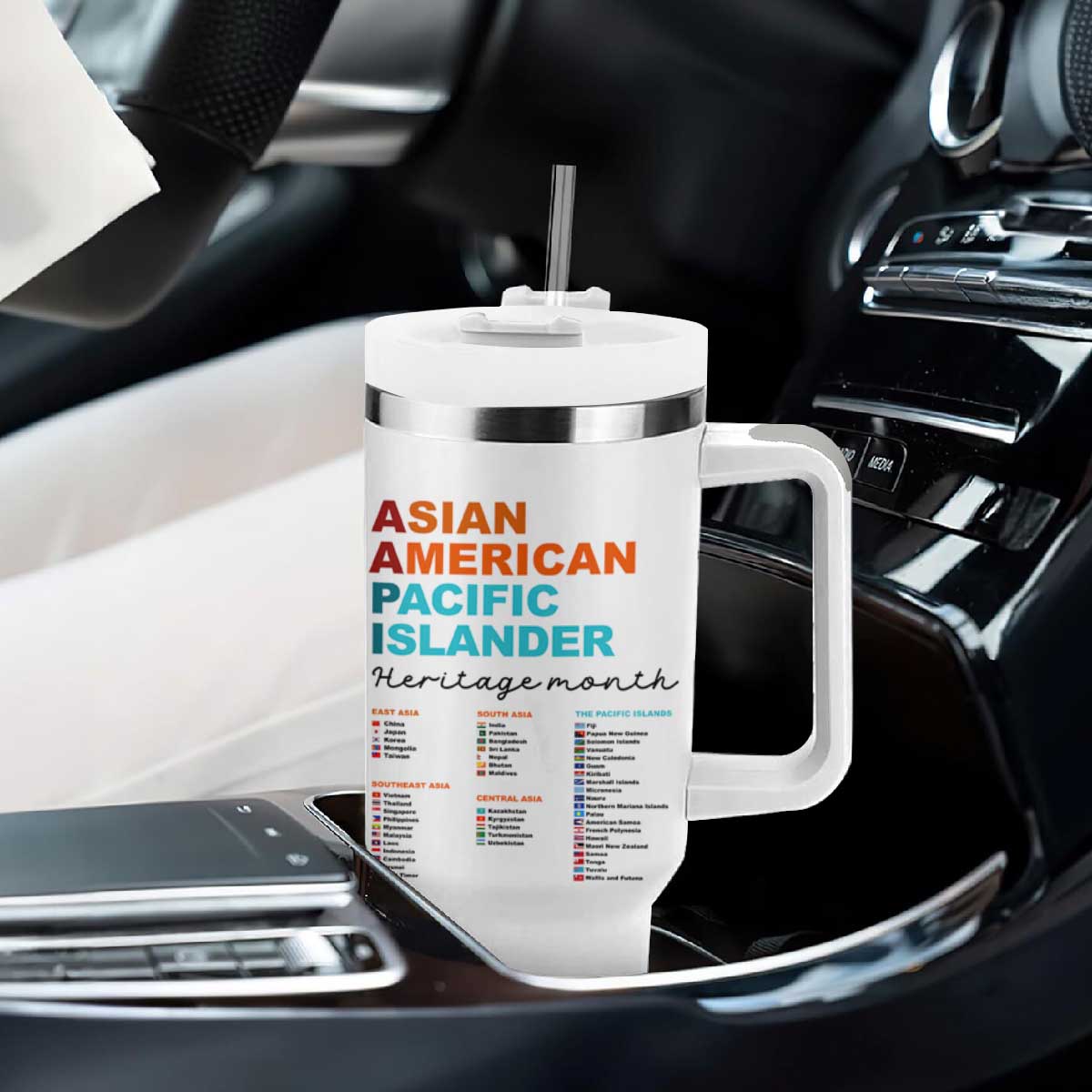 AAPI Heritage Month Tumbler With Handle Asian American and Pacific Islander Countries Pride TS02 Print Your Wear
