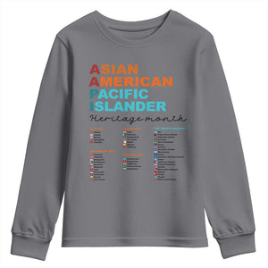 AAPI Heritage Month Youth Sweatshirt Asian American and Pacific Islander Countries Pride TS02 Charcoal Print Your Wear