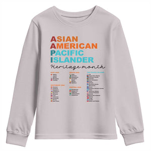 AAPI Heritage Month Youth Sweatshirt Asian American and Pacific Islander Countries Pride TS02 Ice Gray Print Your Wear