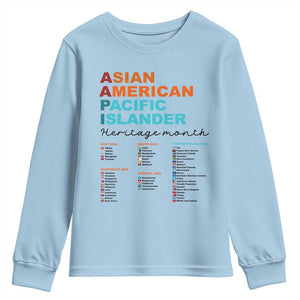 AAPI Heritage Month Youth Sweatshirt Asian American and Pacific Islander Countries Pride TS02 Light Blue Print Your Wear