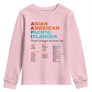AAPI Heritage Month Youth Sweatshirt Asian American and Pacific Islander Countries Pride TS02 Light Pink Print Your Wear