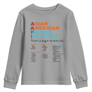 AAPI Heritage Month Youth Sweatshirt Asian American and Pacific Islander Countries Pride TS02 Sport Gray Print Your Wear