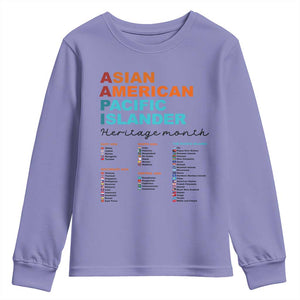 AAPI Heritage Month Youth Sweatshirt Asian American and Pacific Islander Countries Pride TS02 Violet Print Your Wear
