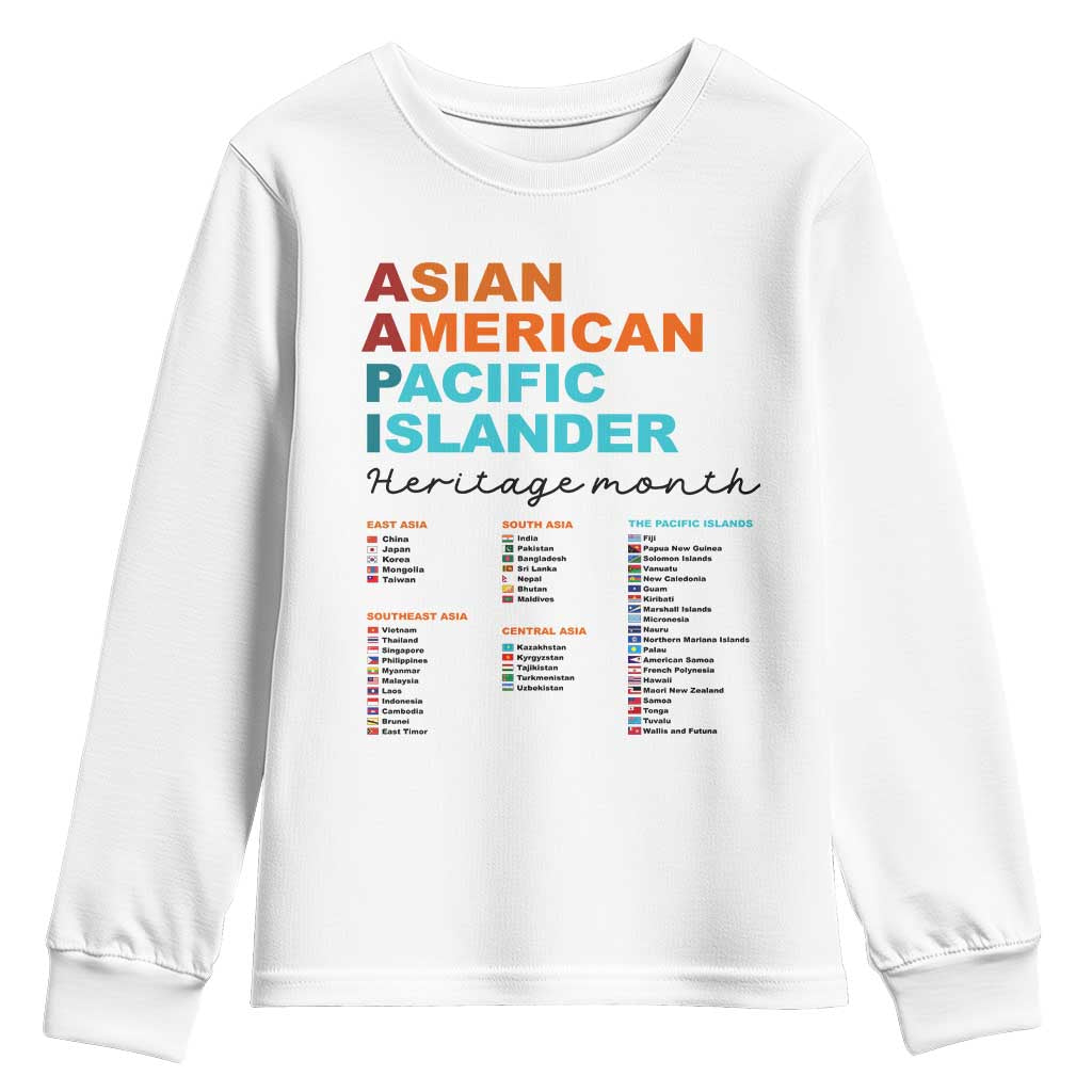 AAPI Heritage Month Youth Sweatshirt Asian American and Pacific Islander Countries Pride TS02 White Print Your Wear