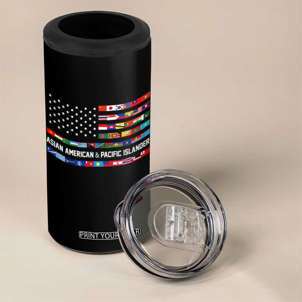 AAPI Heritage Month 4 in 1 Can Cooler Tumbler Asian American and Pacific Islander USA Flag TS02 Print Your Wear