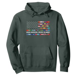 AAPI Heritage Month Hoodie Asian American and Pacific Islander USA Flag TS02 Dark Forest Green Print Your Wear