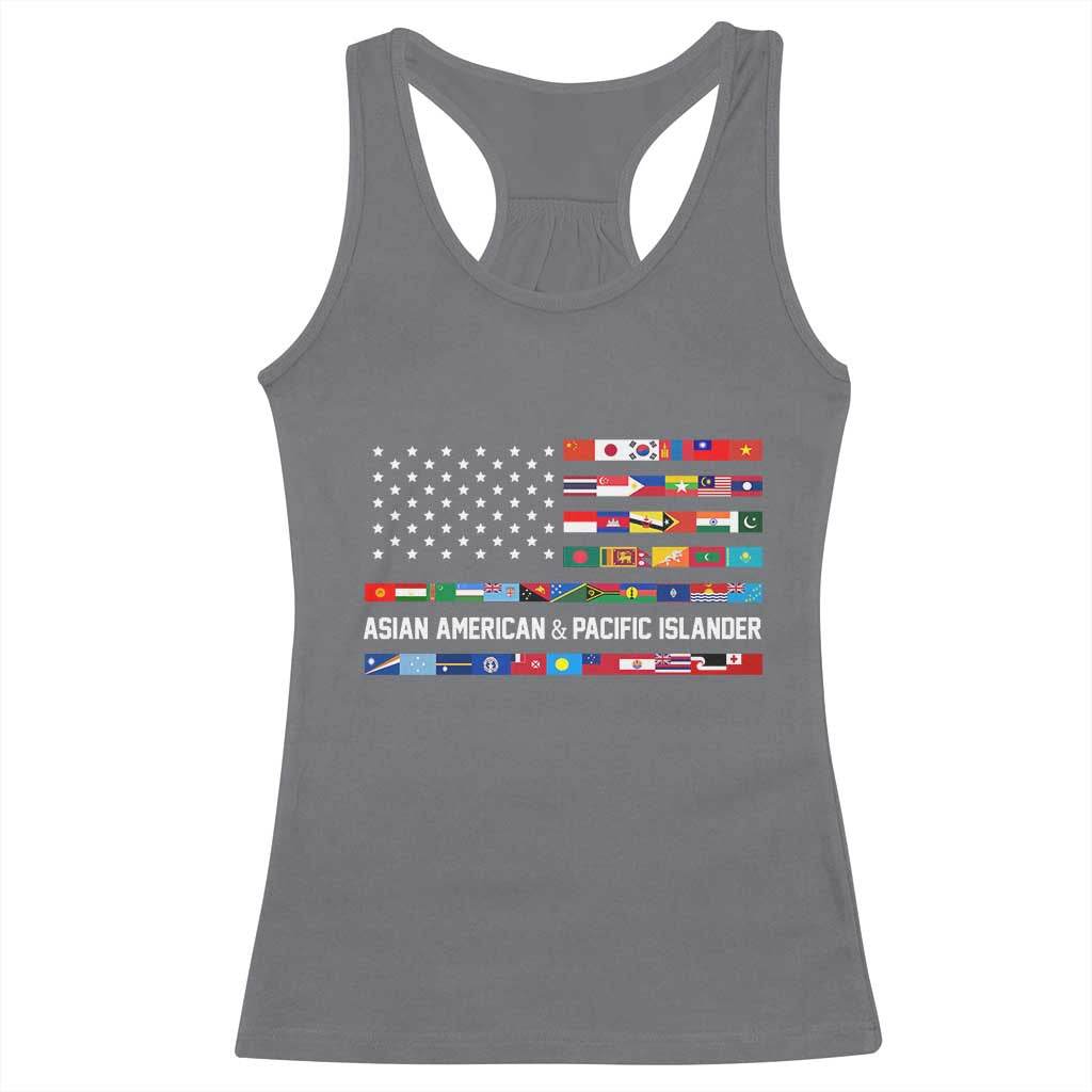 AAPI Heritage Month Racerback Tank Top Asian American and Pacific Islander USA Flag TS02 Charcoal Print Your Wear