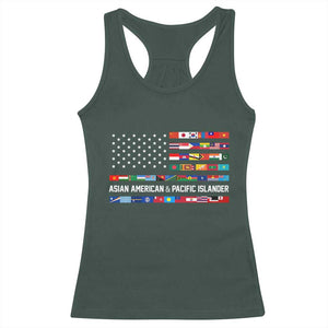 AAPI Heritage Month Racerback Tank Top Asian American and Pacific Islander USA Flag TS02 Dark Forest Green Print Your Wear