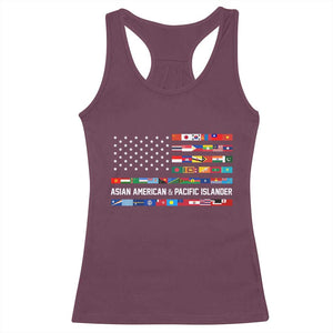 AAPI Heritage Month Racerback Tank Top Asian American and Pacific Islander USA Flag TS02 Maroon Print Your Wear