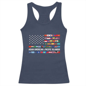 AAPI Heritage Month Racerback Tank Top Asian American and Pacific Islander USA Flag TS02 Navy Print Your Wear