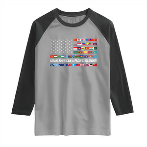 AAPI Heritage Month Raglan Shirt Asian American and Pacific Islander USA Flag TS02 Sport Gray Black Print Your Wear