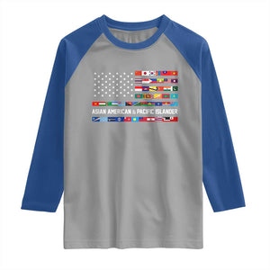 AAPI Heritage Month Raglan Shirt Asian American and Pacific Islander USA Flag TS02 Sport Gray Royal Print Your Wear