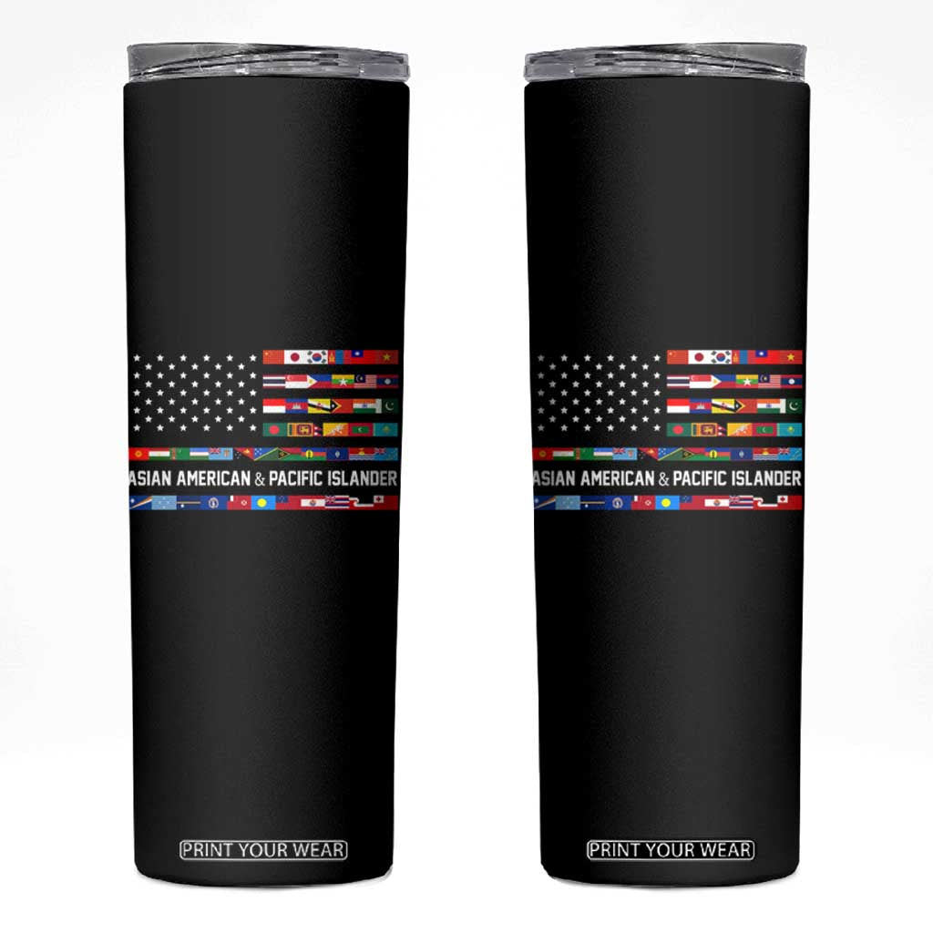 AAPI Heritage Month Skinny Tumbler Asian American and Pacific Islander USA Flag TS02 Black Print Your Wear