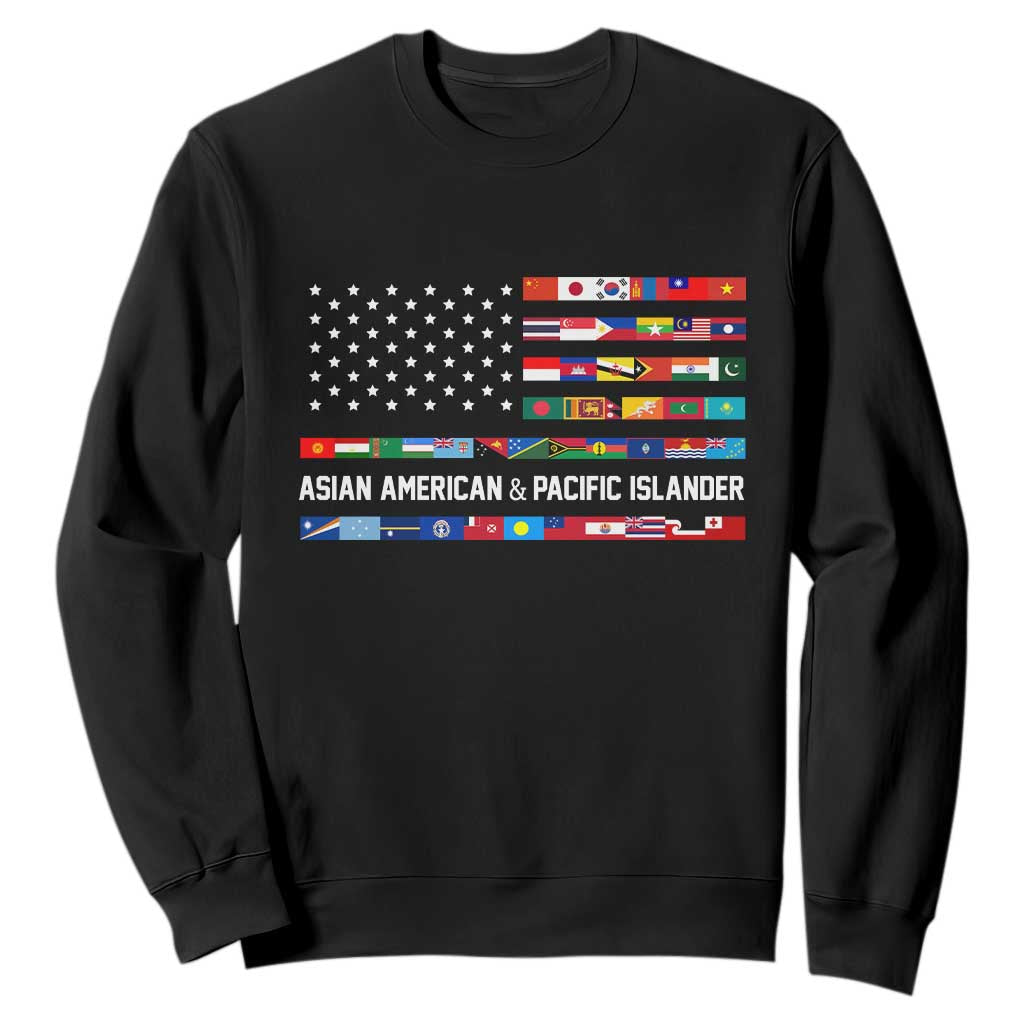 AAPI Heritage Month Sweatshirt Asian American and Pacific Islander USA Flag TS02 Black Print Your Wear