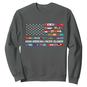 AAPI Heritage Month Sweatshirt Asian American and Pacific Islander USA Flag TS02 Dark Heather Print Your Wear