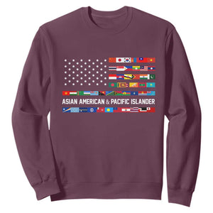 AAPI Heritage Month Sweatshirt Asian American and Pacific Islander USA Flag TS02 Maroon Print Your Wear