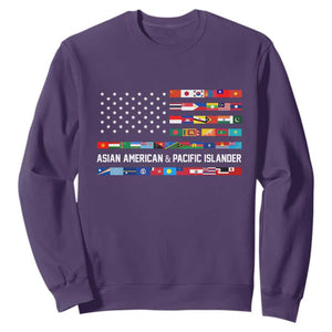 AAPI Heritage Month Sweatshirt Asian American and Pacific Islander USA Flag TS02 Purple Print Your Wear