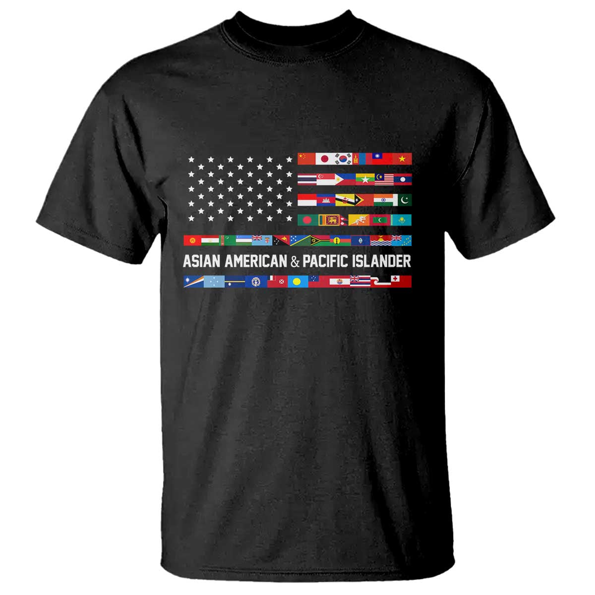 AAPI Heritage Month T Shirt Asian American and Pacific Islander USA Flag TS02 Black Print Your Wear