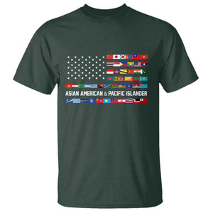 AAPI Heritage Month T Shirt Asian American and Pacific Islander USA Flag TS02 Dark Forest Green Print Your Wear