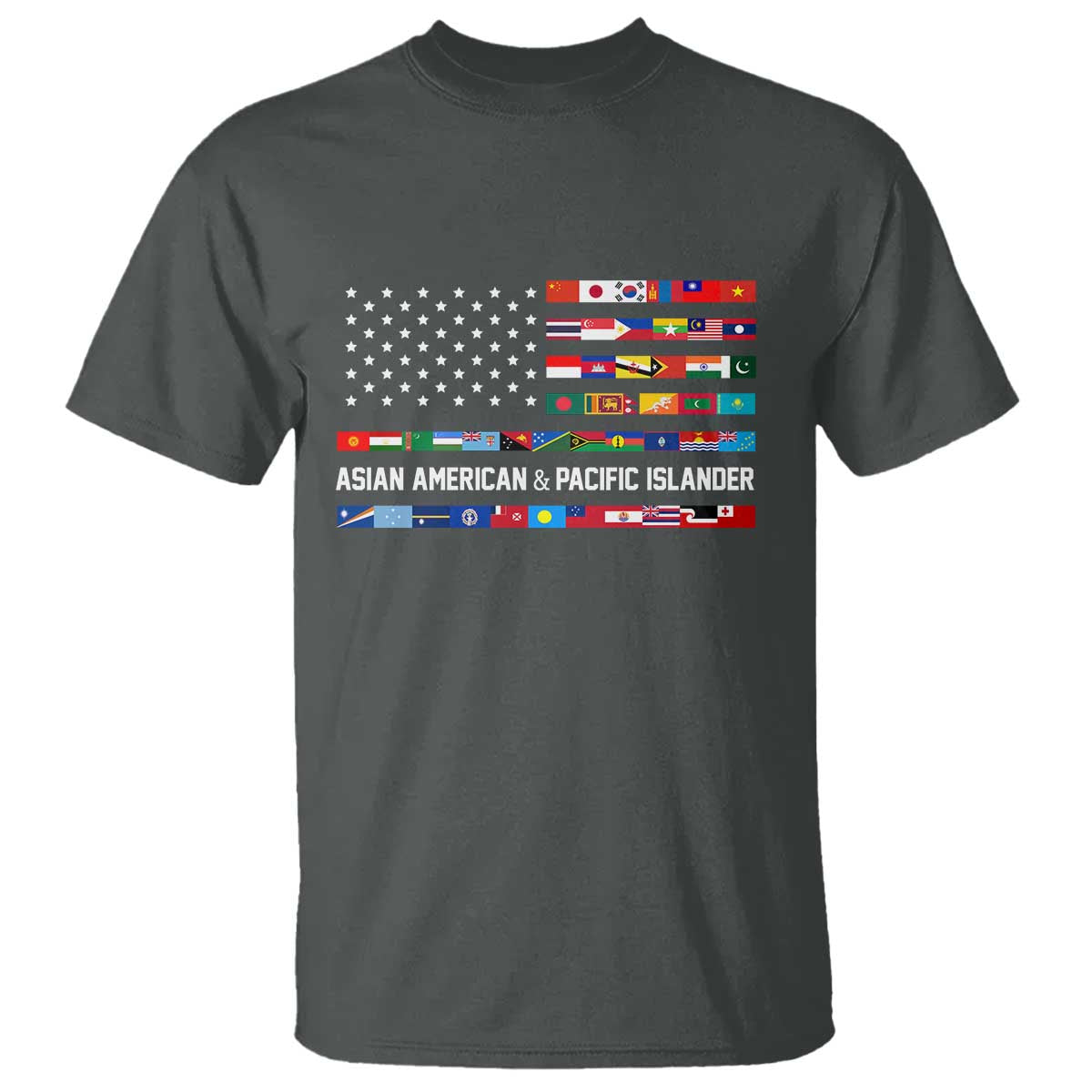 AAPI Heritage Month T Shirt Asian American and Pacific Islander USA Flag TS02 Dark Heather Print Your Wear