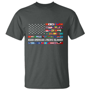 AAPI Heritage Month T Shirt Asian American and Pacific Islander USA Flag TS02 Dark Heather Print Your Wear
