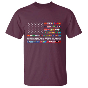 AAPI Heritage Month T Shirt Asian American and Pacific Islander USA Flag TS02 Maroon Print Your Wear