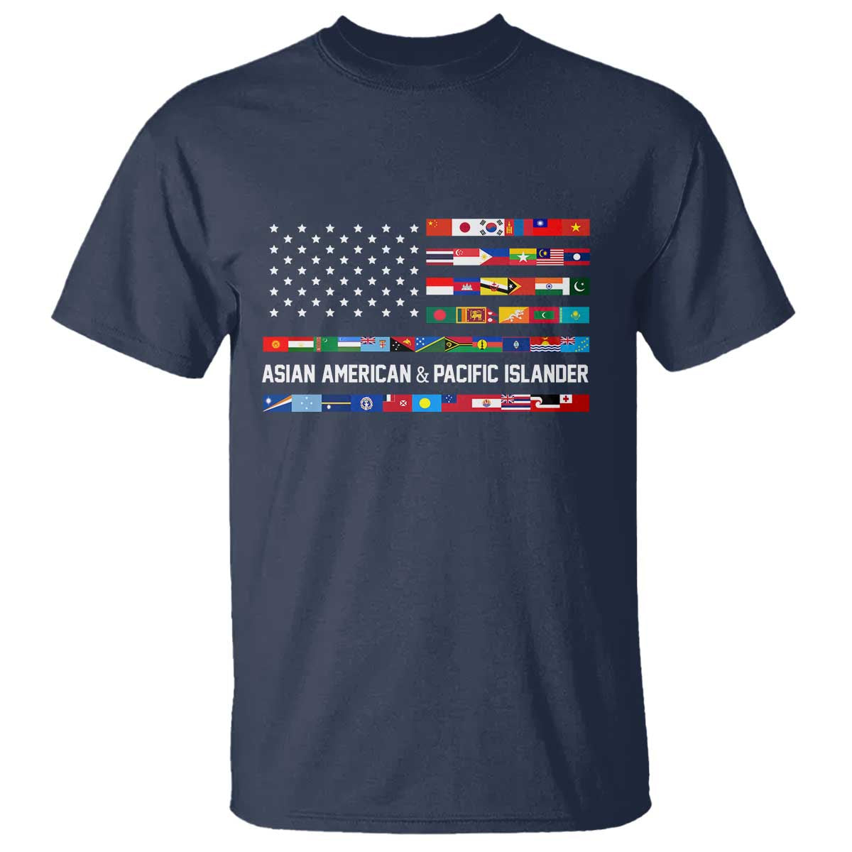 AAPI Heritage Month T Shirt Asian American and Pacific Islander USA Flag TS02 Navy Print Your Wear