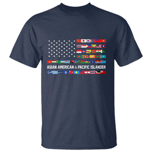 AAPI Heritage Month T Shirt Asian American and Pacific Islander USA Flag TS02 Navy Print Your Wear