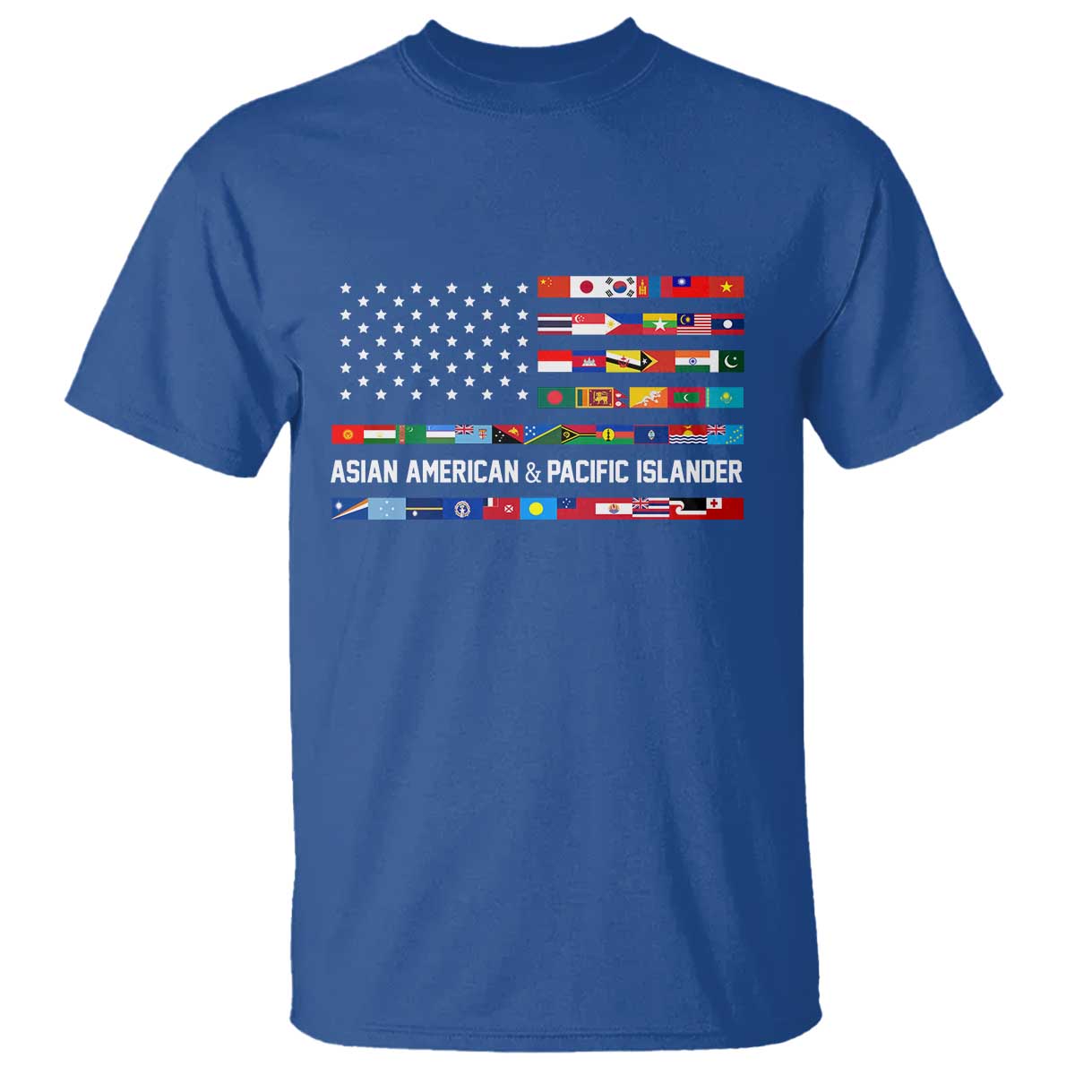 AAPI Heritage Month T Shirt Asian American and Pacific Islander USA Flag TS02 Royal Blue Print Your Wear